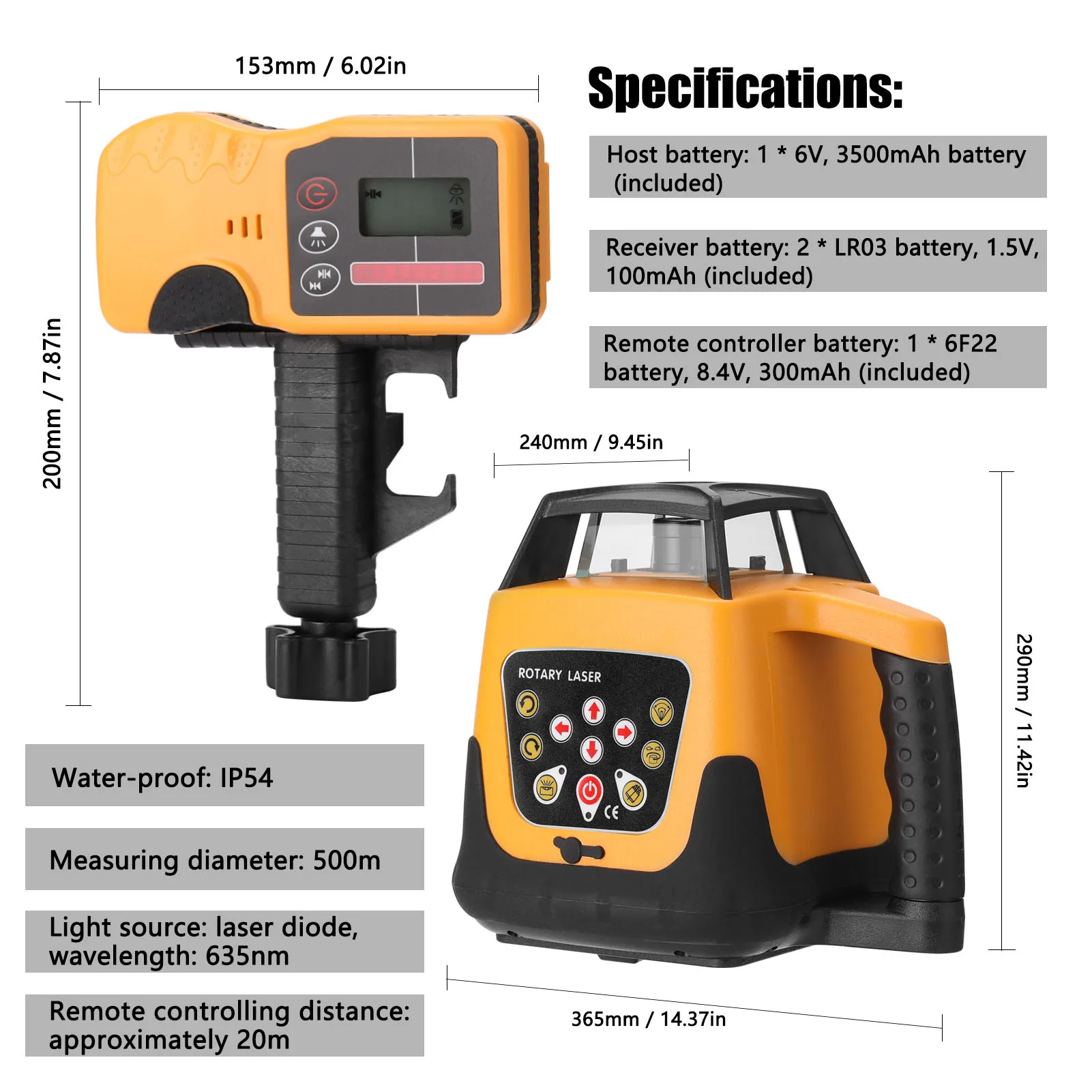 635nm Red Line Automatic Self Levelling Machine 360&deg; Speed Angle Adjustable 5 levels Laser Level 500m Measurement-Range Laser Level