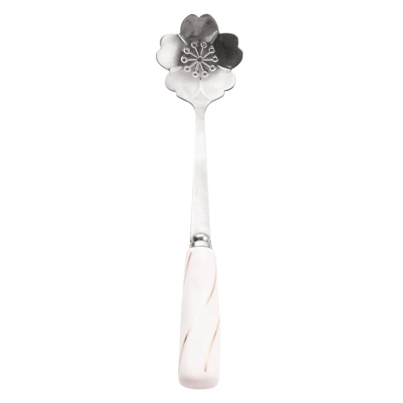 5 gold-plated ceramic handle spoon cherry blossom spoon rose spoon coffee stirring spoon - Цвет: 5