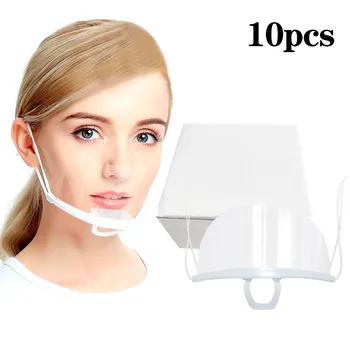 

10PCs face shield for adults face shield for adults professional Oilproof Reusable Wash PVC Facemask Plastic Clear Visible Mask