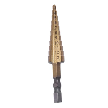 

3-13MM TIN 1/4 HSS Hexagonal shank Step Drills