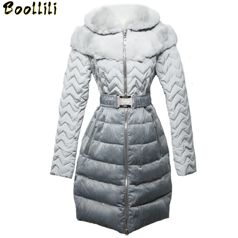 

Длинная зимняя куртка Boollili на утином пуху, женское элегантное пальто большого размера, Женская куртка, высококачественные куртки