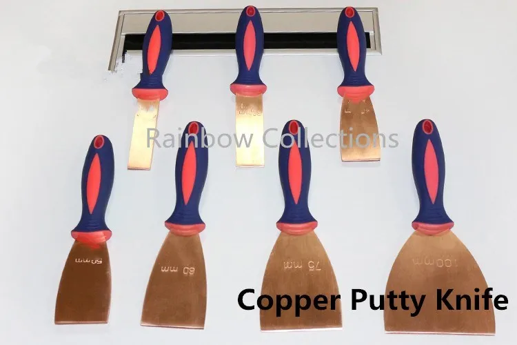 1pcs Width25-125mm, L200mm, Thick 1.5mm Copper plastic handle putty knife Red Copper putty knife  Putty spatula Hand Tools Parts 2