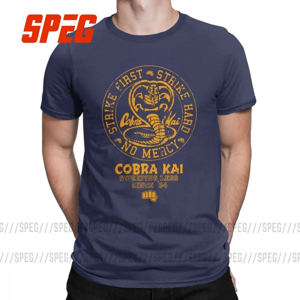 Mens T-Shirt Clothing Crew Cobra Kai Vintage Karate Kid Plus-Size Cotton Short-Sleeve