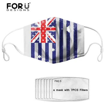

FORUDESIGNS Face Mask Retro Australian Flag Prints Adult Dustproof Mouth Mask with 7 Filters Reusable Windproof Kids Mask 2020