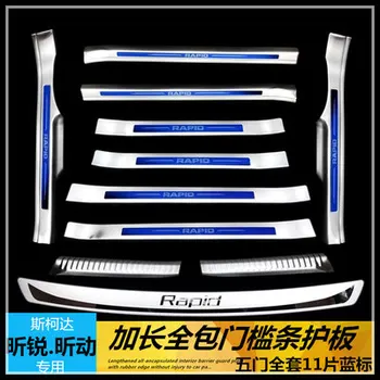 

stainless steel Rear Bumper Car door cover inside and outside door sill plate for Skoda Rapid 2016-2019