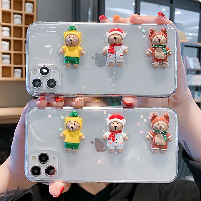 Милый 3D чехол для телефона с тремя медведями iPhone 11 pro max 6 6s 7 8 Plu XS X XR Max se 2020 PRO