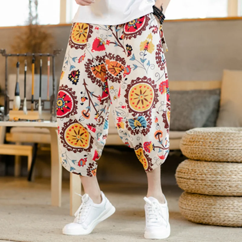 

2019 Sinicism beach in summer Ankle-Length Cotton Linen Pants Men Trousers Jogger Pants Men Sweatpants Men trousers size S-5XL