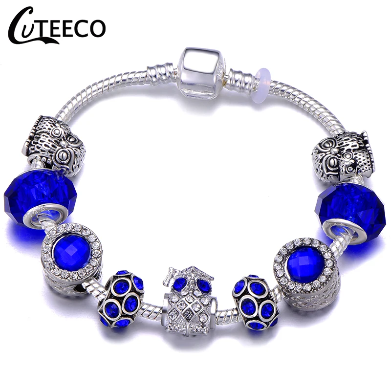 CUTEECO Циркон сова животное бусины браслеты для женщин 2019 новый синий бисер браслет