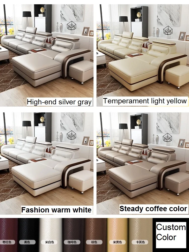 Modern style living room set real genuine leather sofa sectional sofa