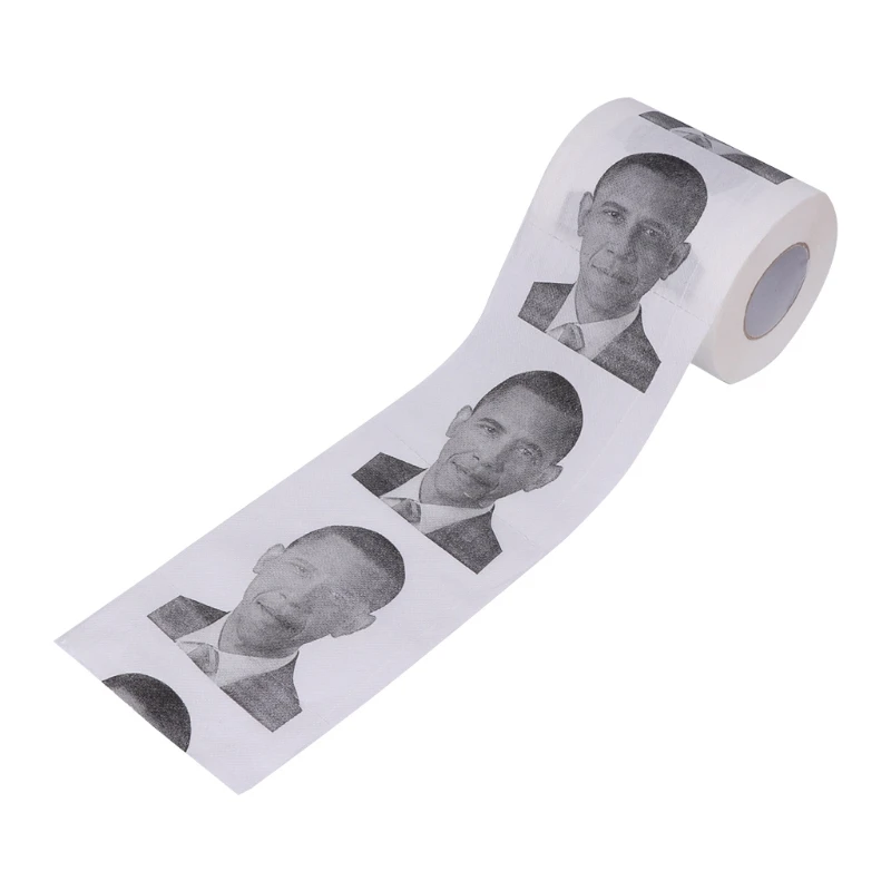 Забавная печатная туалетная бумага 1 рулон Обама Подарочная ткань для гостиной ванной комнаты D2TA