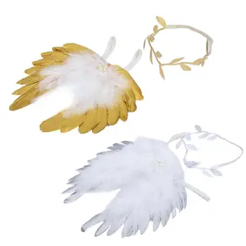 

Angel Feather Wings Baby Leaves Headband Hair Head Bands Photo Accessories