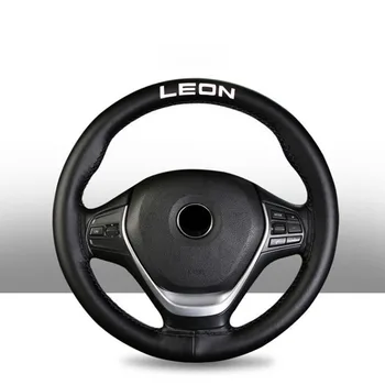 

38 CM Stylish and Soft 100% Cowhide Braid with Needle and Thread Car Steering Wheel Covers For Seat Leon