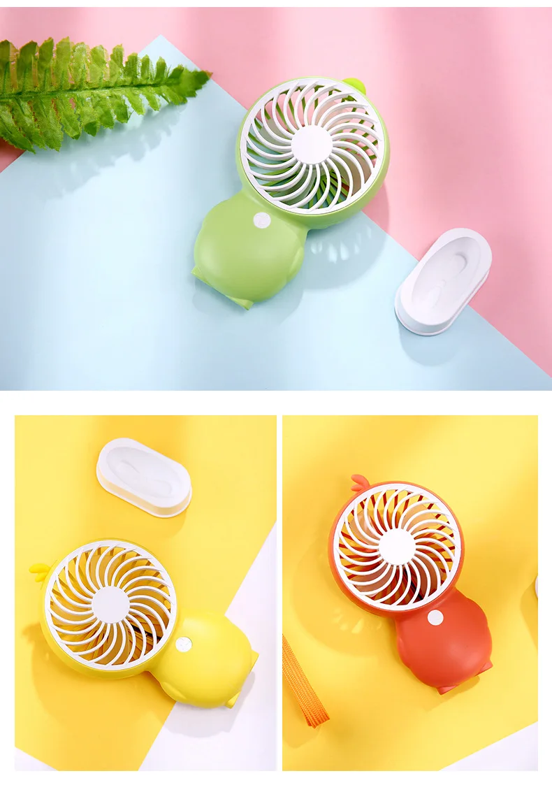 Amazon Hot Selling Yellow Duck Small Fan USB Cartoon Small Fan Variety Charging Mode Portable Fan