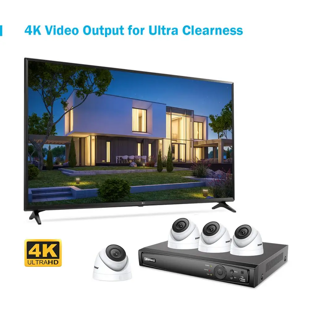 ANNKE 8CH 2MP со сверхвысоким разрешением Ultra HD, POE сетевой видеорегистратор безопасности Системы 8MP H.265 NVR с 4X2 Мп возможностью погружения на глубину до 30 м Ночное видение всепогодный IP CCTV Камера
