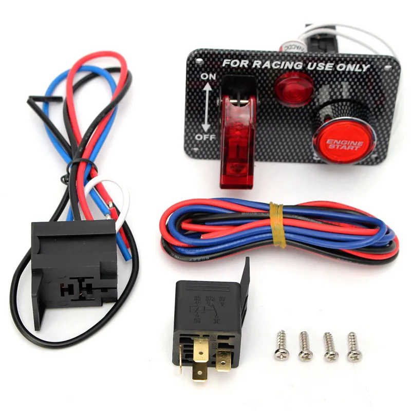 

12V universal racing engine start button carbon fiber switch start switch panel LED switch button