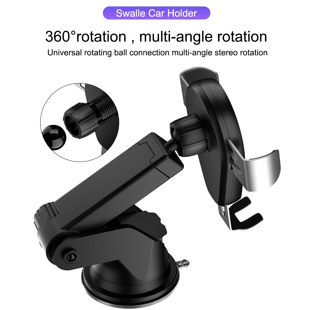 Swalle 15W fast charger car phone holder on dashboard New car holder stand Vehicle-mounted gravity wireless charger for phone