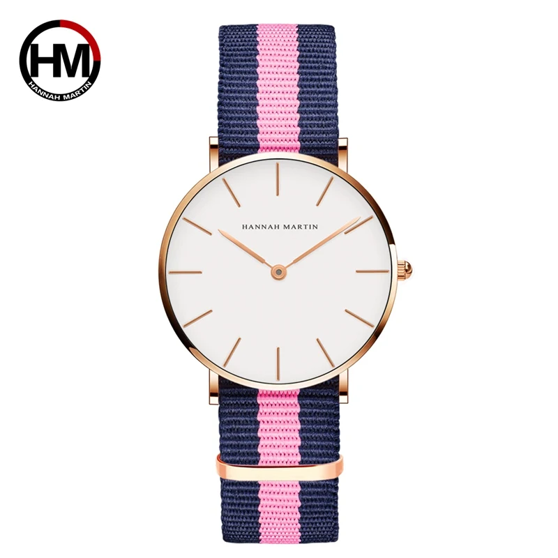 Quartz Watch Classic Nylon Strap Japan Quartz Movement Fashion Casual Wrist Watch Fabric thin Canvas Wristwatch For Women