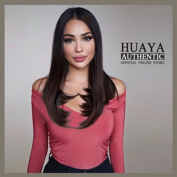 

HUAYA Women Long Straight Hair Heat Resistant Fiber Sythetic Wig Middle Part Hairstyle for Black/White Women's Daily Party Wig
