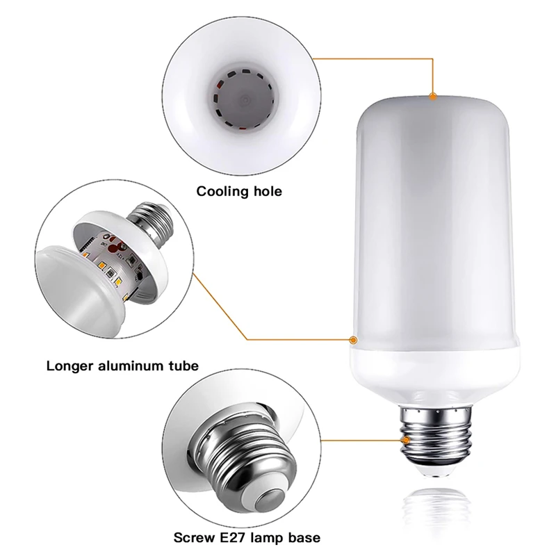 LED 동적 불꽃 효과 전구, 다중 모드 크리에이티브 옥수수 램프 장식 조명, 바 호텔 레스토랑 파티 E27, 12W
