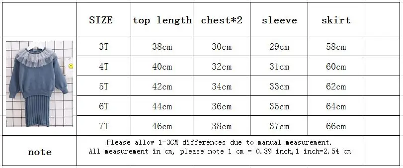 Новинка; свитер для девочек; юбка; комплект одежды; трикотажный костюм для малышей свитер с кружевным воротником Топы и юбка-карандаш зимняя одежда для маленьких девочек