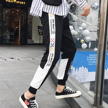 

Men jogger pants 2020 new arrival spring and summer Korean style thin patchwork letter male ankle-length pants teenager boy n47