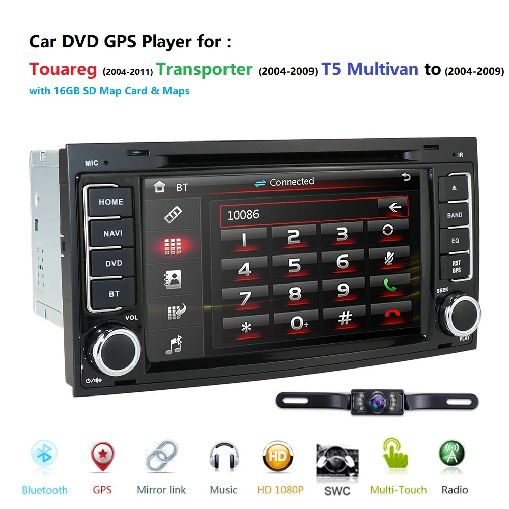 Cheap Car Monitor Multimedia Car DVD player For VW TOUAREG T5 Multivan GPS RDS Bluetooth RDS Radio CAM-IN DVBT SWC AM/FM Steering Whee 0