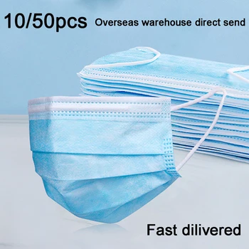 

10/50PCS Overseas Direct Send Fast Delivery Face Masks Anti-Dust Disposable Mask Three-layer Mouth Face Mask For women men kids
