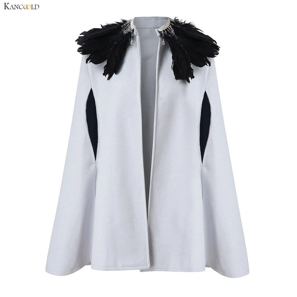 amazing  KANCOOLD coats Fashion Feathers Mediaeval Cloak Retro Gothic Cape Overcoat Full Length new coats an