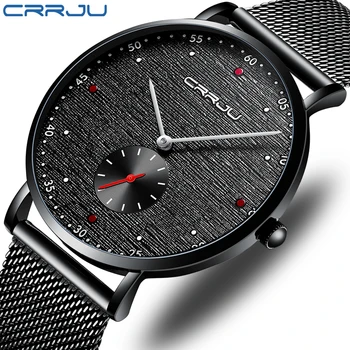 

CRRJU Top Men Watch Luxury Business Waterproof Slim Mesh Quartz Wristwatch Fashion Military Sport Male Clock Relogio Masculino
