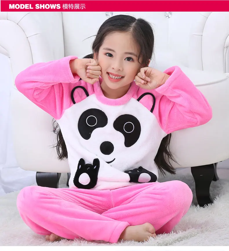 pajama sets cheap Winter Warm Children's Pajamas Set Flannel Long Sleeve Kids Homewear Suit Cartoon Coral Fleece Boys Pijama Girls Sleepwear Set expensive pajama sets	