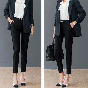 

Women Autumn Suit Ladies Trousers Work Feet Pants Professional Suit Pants Straight Small Trousers Female Office Lady Pants