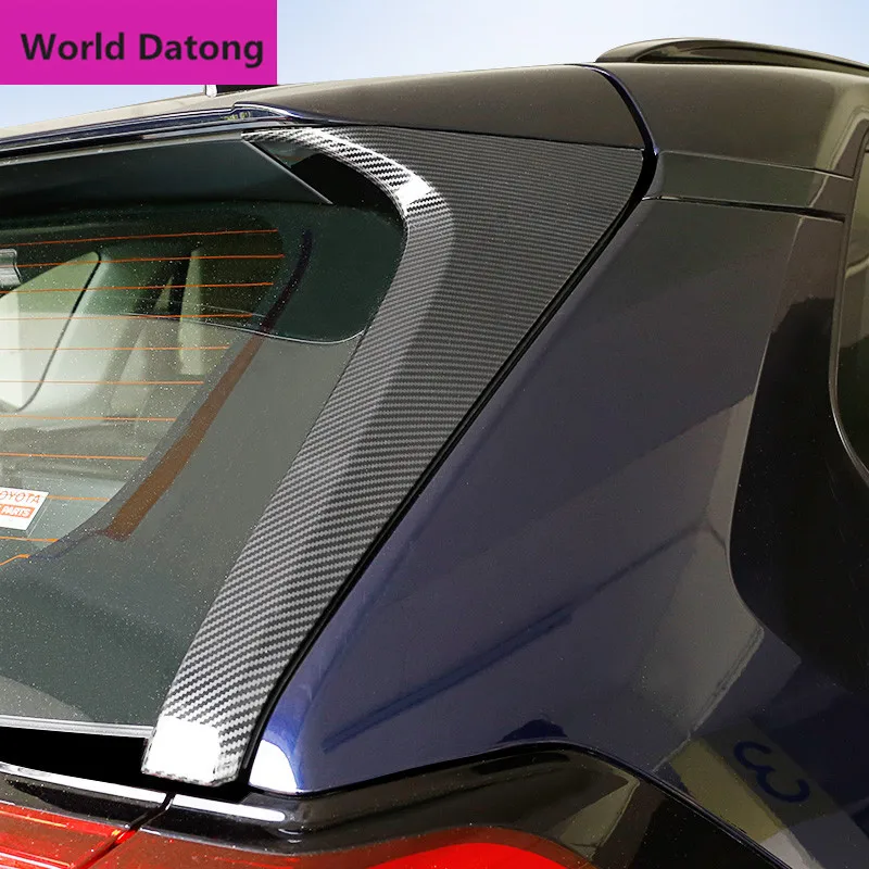 

Carbon fiber Drawing Back Trunk Rear Window Spoiler Side Cover Tail Triangle ABS Trim 2pcs For Toyota Rav4 Rav 4 5th 2019 2020
