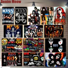 Рок-Группа винтажные металлические жестяные знаки, гитара, музыка, плакат, бар паб кафе, домашний Настенный декор, любовь, поцелуй, ретро-плакат, металлическая художественная наклейка N308