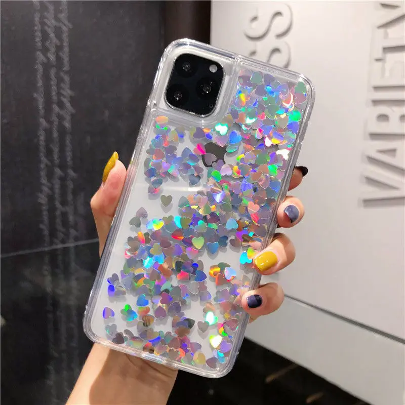 Прозрачный чехол LOVECOM с блестками и зыбучим песком для iPhone 12 Mini 11 Pro Max XR X XS 7 8 Plus