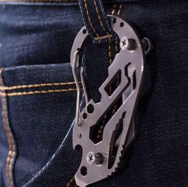 

Outdoor EDC Multi-functional Key Holder with Bottle Opener Carbene Clip Stainless Steel Material Carabiner Keychain