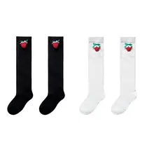 Женские студенческие Гольфы с объемным рисунком клубники и бантиком; школьные чулочно-носочные изделия; Y1AC