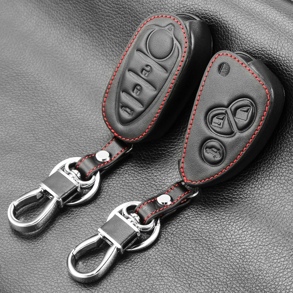 Leather-Key-Cover-Case-Fob-Holder-for-Alfa-Romeo-4C-Mito-Giulietta-Myth ...