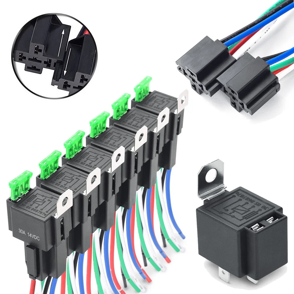 

Automotive Relays Fuse Relay Switch Harness Set SPST 30A 12V DC 5-Pin Brand New High Quality Durable