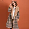 ARTKA 2022 Winter New Women Woolen Coat Retro Plaid Lambswool Warm Woolen Coat Long Loose Lapel Outwear For Women FA10191D ► Photo 1/6