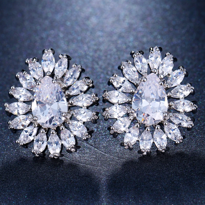Emmaya привлекательные серьги Модные эффектные женские милые кубические циркониевые ослепительные новые модные вечерние цветные серьги-гвоздики
