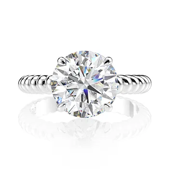 

CMajor Sterling Silver Synthetic Diamond Jewelry Temperament 14ct Cubic Zircon White Yellow Pink Round Classic Ring for Women