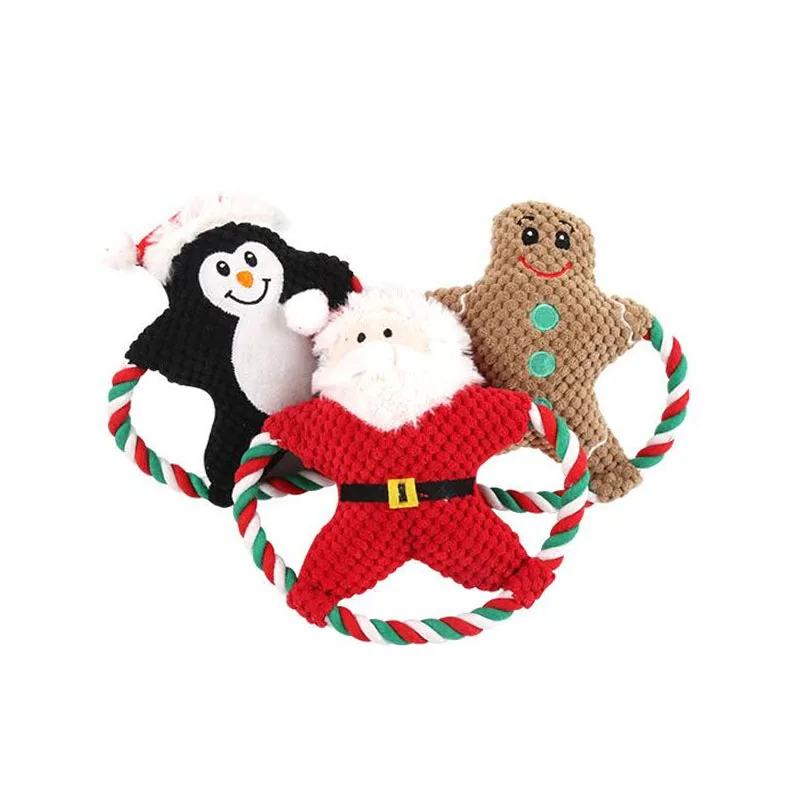 

3pcs Christmas Dog Toys Santa Claus Chew Toys Training Toy Set With Squeaky Toys For Cat Small Dog Gift Pet Toy Set FB04