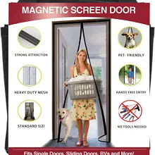 Cortina magnética resistente para porta, cortina antimosquito, à prova de insetos, fechamento automático de verão, contra insetos, tela de fibra