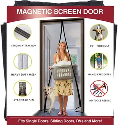 Magnetic Screen Door Strong Curtain,Anti-mosquito Insect-Proof Automatic Closing Summer Insect Fly Bug fiber Curtains Screen