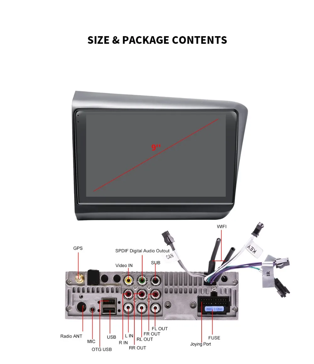 Flash Deal JOYING 9"Android 8.1 Car Radio Stereo Head Unit 2GB+32GB For Honda Civic 2012-2015 GPS Multimedia NO DVD CD Player Built-in DSP 18