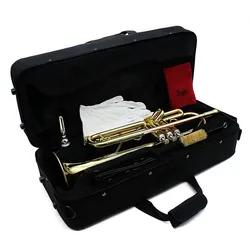 SLADE Golden Trumpet Bb B Flat Brass Instrument Phosphor Copper Horn With Box Strap Mouthpiece Musical Instrument Accessories