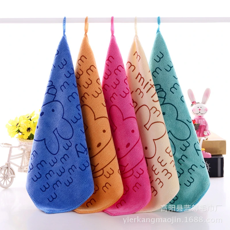 2 Pcs Baby Towel Cute Superfine Fiber Kid Bath Towels Washcloth Square