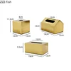Metal Tissue Box Square Golden Rectangle House Geometry Desktop Storage Organization Modern Home Decoration Accessories 5