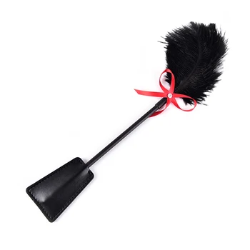 Bdsm Feather Tickled Whip Bondage Erotic Punish Fetish Leather Spanking Paddle Play Flogger For Lover Riding Crop Pony Sex Toys 2