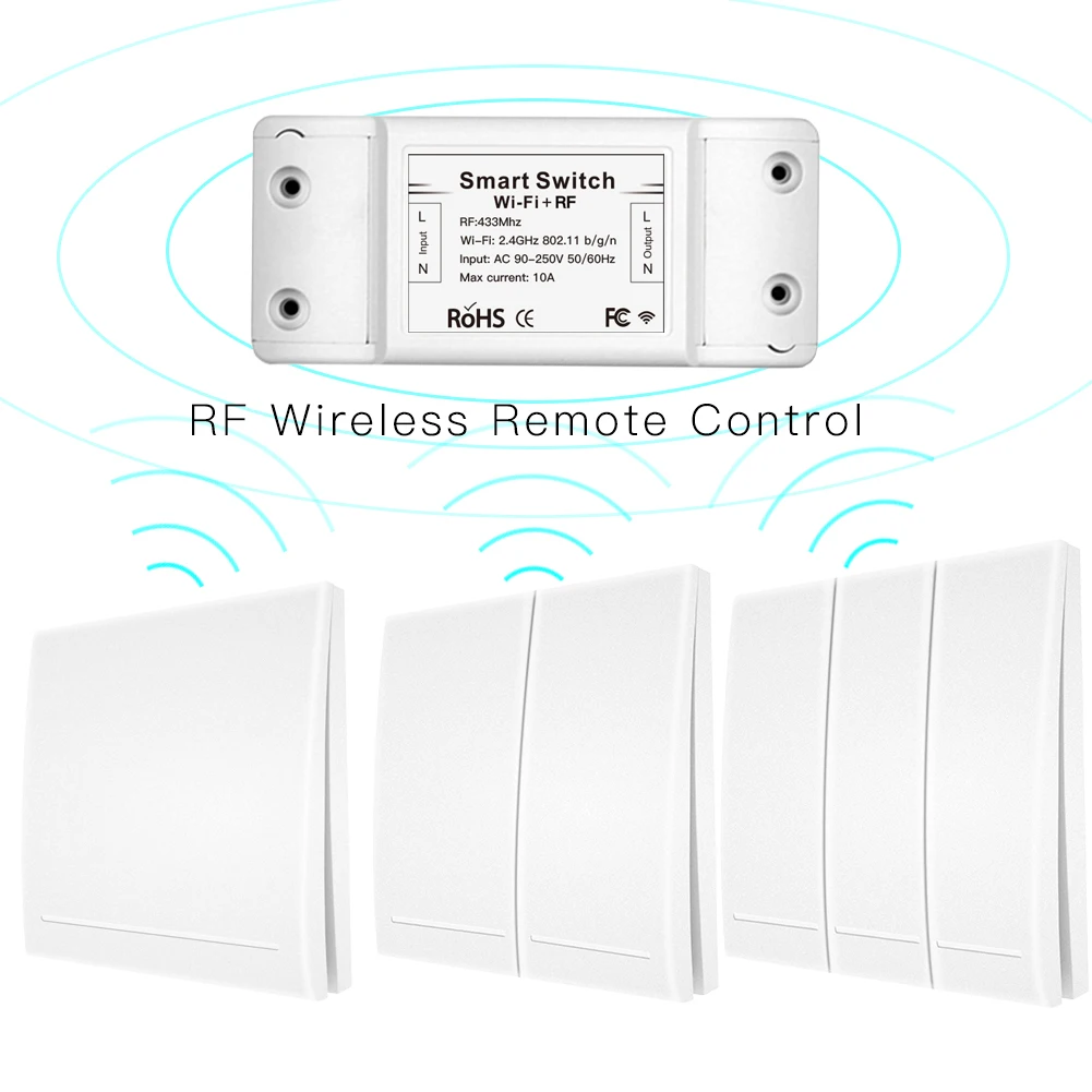 RF433 110 В 220 в приемник Wifi беспроводной пульт дистанционного управления умный переключатель, приложение Smart Life/Tuya, работает с Alexa Google Home